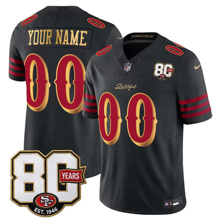 San Francisco 49ers 80th Anniversary Patch Vapor Limited Custom Jersey - Rivalries Edition - All Stitched