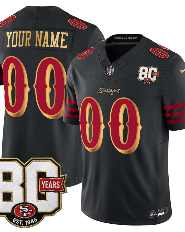 San Francisco 49ers 80th Anniversary Patch Vapor Limited Custom Jersey - Rivalries Edition - All Stitched