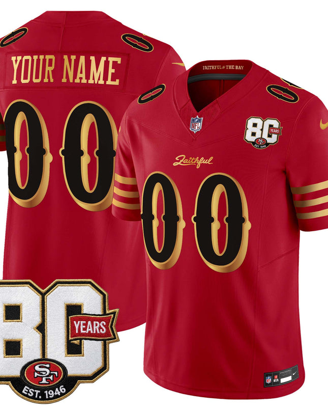 San Francisco 49ers 80th Anniversary Patch Vapor Limited Custom Jersey - Rivalries Edition - All Stitched