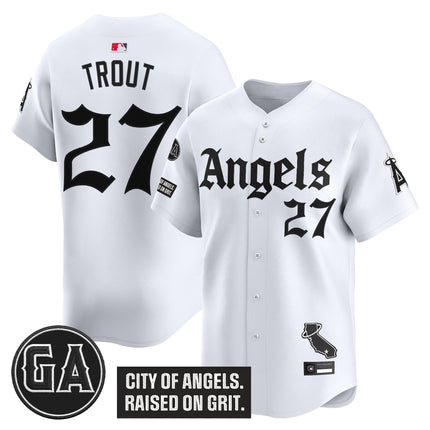 Men's Los Angeles Angels 'Garret Anderson Tribute Patch' Vapor Premier Limited Jersey - Gothic Edition - All Stitched