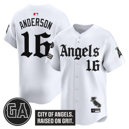 Men's Los Angeles Angels 'Garret Anderson Tribute Patch' Vapor Premier Limited Jersey - Gothic Edition - All Stitched