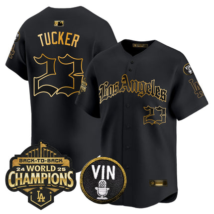 Men's Dodgers 2025 Back-To-Back Champions Vapor Premier Limited Jersey - LA Gothic Edition - All Stitched