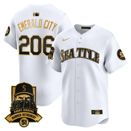 Men's Seattle Mariners Hall-of-Famer Randy Johnson Patch Vapor Premier Limited Jersey - All Stitched