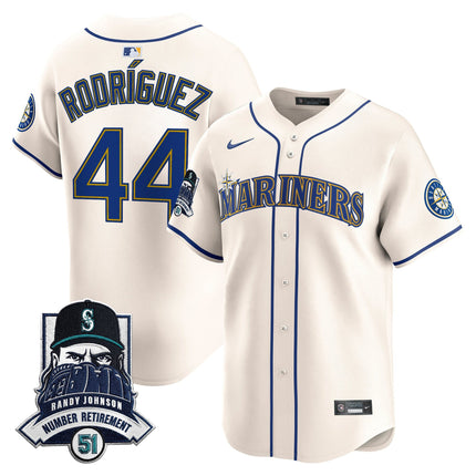 Men's Seattle Mariners Hall-of-Famer Randy Johnson Patch Vapor Premier Limited Jersey - All Stitched