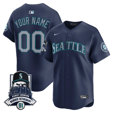 Seattle Mariners Hall-of-Famer Randy Johnson Patch Vapor Premier Limited Custom Jersey - All Stitched