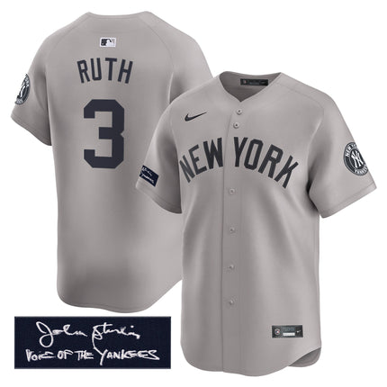 Men's Yankees John Sterling "The Voice of the Yankees" Tribute Patch Vapor Premier Limited Jersey - All Stitched