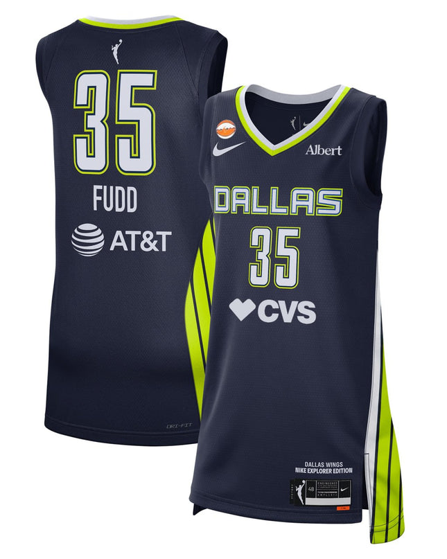 Men's Dallas Wings Azzi Fudd Navy WNBA Draft Pick Explorer Edition Jersey - All Stitched