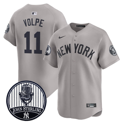 Men's Yankees John Sterling "The Voice of the Yankees" Tribute Patch Vapor Premier Limited Jersey V2 - All Stitched