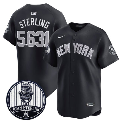 Men's Yankees John Sterling "The Voice of the Yankees" Tribute Patch Vapor Premier Limited Jersey V2 - All Stitched
