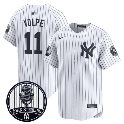 Men's Yankees John Sterling "The Voice of the Yankees" Tribute Patch Vapor Premier Limited Jersey V2 - All Stitched