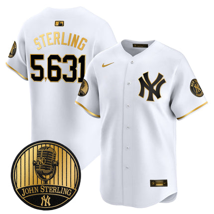 Men's Yankees John Sterling "The Voice of the Yankees" Tribute Patch Vapor Premier Limited Jersey V2 - All Stitched