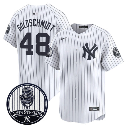 Men's Yankees John Sterling "The Voice of the Yankees" Tribute Patch Vapor Premier Limited Jersey V2 - All Stitched