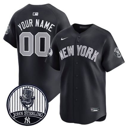 Yankees John Sterling "The Voice of the Yankees" Tribute Patch Vapor Premier Limited Custom Jersey V2 - All Stitched