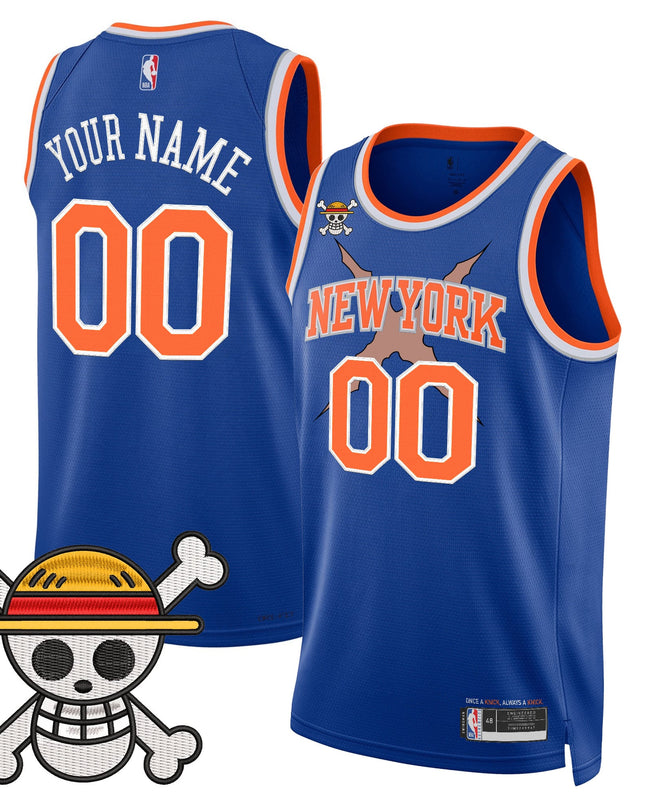 New York Knicks x One Piece Swingman Custom Jersey- Stitched