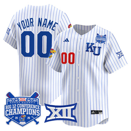 Kansas Jayhawks Baseball Big 12 Conference Champions 2026 Vapor Premier Limited Custom Jersey - All Stitched