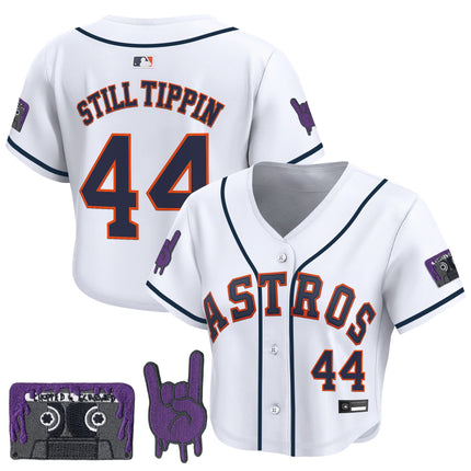 Women's Houston Astros DJ Screw Patch Crop top Baseball Jersey - All Stitched