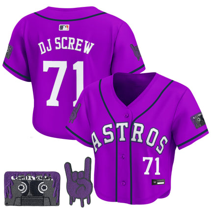 Women's Houston Astros DJ Screw Patch Crop top Baseball Jersey - All Stitched