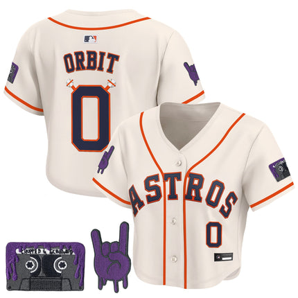 Women's Houston Astros DJ Screw Patch Crop top Baseball Jersey - All Stitched