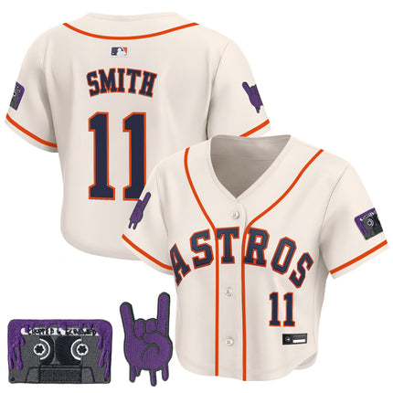 Women's Houston Astros DJ Screw Patch Crop top Baseball Jersey - All Stitched