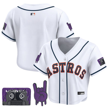 Women's Houston Astros DJ Screw Patch Crop top Baseball Jersey - All Stitched