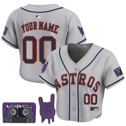 Women's Houston Astros DJ Screw Patch Crop top Baseball Custom Jersey - All Stitched