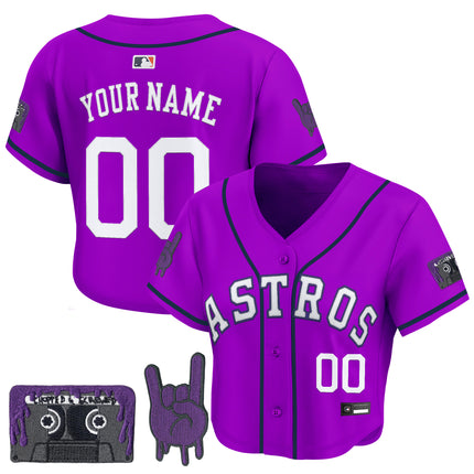 Women's Houston Astros DJ Screw Patch Crop top Baseball Custom Jersey - All Stitched