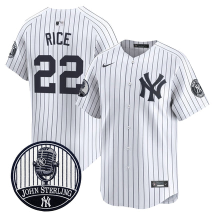 Men's Yankees John Sterling "The Voice of the Yankees" Tribute Patch Vapor Premier Limited Jersey V2 - All Stitched