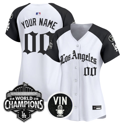Dodgers 2025 Back-To-Back Champions Vapor Premier Limited Custom Jersey - LA Gothic Edition - All Stitched