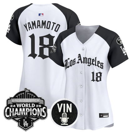 Women's Dodgers 2025 Back-To-Back Champions Vapor Premier Limited Jersey - LA Gothic Edition - All Stitched