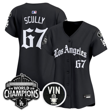 Women's Dodgers 2025 Back-To-Back Champions Vapor Premier Limited Jersey - LA Gothic Edition - All Stitched