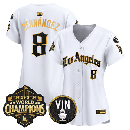 Women's Dodgers 2025 Back-To-Back Champions Vapor Premier Limited Jersey - LA Gothic Edition - All Stitched