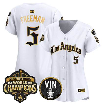 Women's Dodgers 2025 Back-To-Back Champions Vapor Premier Limited Jersey - LA Gothic Edition - All Stitched