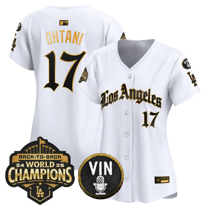 Women's Dodgers 2025 Back-To-Back Champions Vapor Premier Limited Jersey - LA Gothic Edition - All Stitched