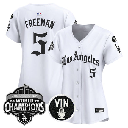 Women's Dodgers 2025 Back-To-Back Champions Vapor Premier Limited Jersey - LA Gothic Edition - All Stitched