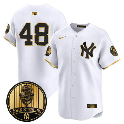 Men's Yankees John Sterling "The Voice of the Yankees" Tribute Patch Vapor Premier Limited Jersey V3 - All Stitched