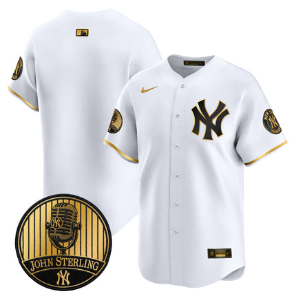 Men's Yankees John Sterling "The Voice of the Yankees" Tribute Patch Vapor Premier Limited Jersey V3 - All Stitched