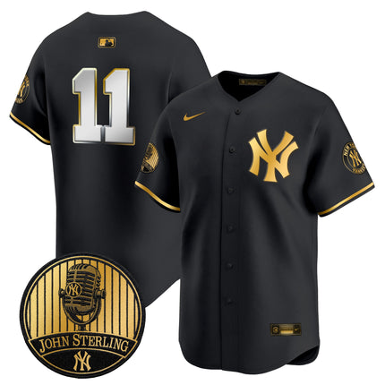 Men's Yankees John Sterling "The Voice of the Yankees" Tribute Patch Vapor Premier Limited Jersey V3 - All Stitched