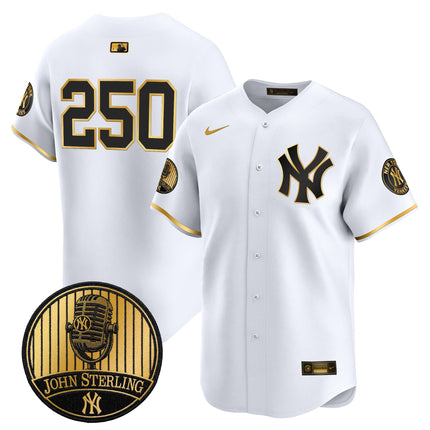 Men's Yankees John Sterling "The Voice of the Yankees" Tribute Patch Vapor Premier Limited Jersey V3 - All Stitched