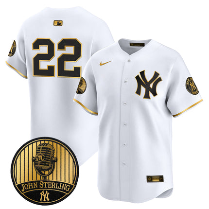 Men's Yankees John Sterling "The Voice of the Yankees" Tribute Patch Vapor Premier Limited Jersey V3 - All Stitched