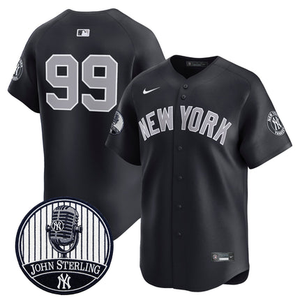 Men's Yankees John Sterling "The Voice of the Yankees" Tribute Patch Vapor Premier Limited Jersey V3 - All Stitched