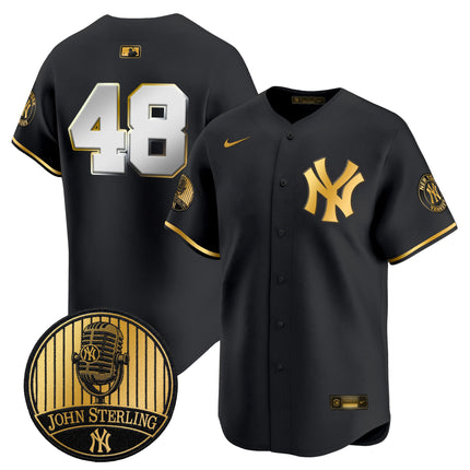Men's Yankees John Sterling "The Voice of the Yankees" Tribute Patch Vapor Premier Limited Jersey V3 - All Stitched