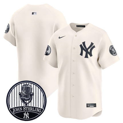 Men's Yankees John Sterling "The Voice of the Yankees" Tribute Patch Vapor Premier Limited Jersey V3 - All Stitched