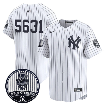 Men's Yankees John Sterling "The Voice of the Yankees" Tribute Patch Vapor Premier Limited Jersey V3 - All Stitched