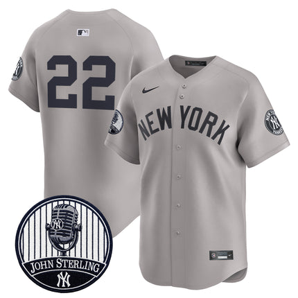 Men's Yankees John Sterling "The Voice of the Yankees" Tribute Patch Vapor Premier Limited Jersey V3 - All Stitched
