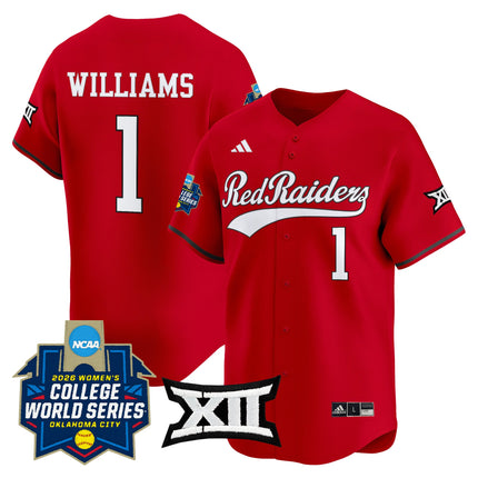 Men's size - Texas Tech Red Raiders Softball 2026 World Series (WCWS) Vapor Premier Limited Jersey - All Stitched