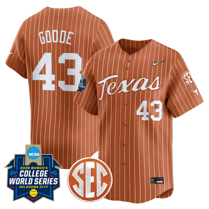 Men's size - Texas Longhorns Softball 2026 World Series (WCWS) Vapor Premier Limited Jersey - All Stitched