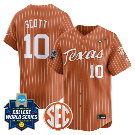 Men's size - Texas Longhorns Softball 2026 World Series (WCWS) Vapor Premier Limited Jersey - All Stitched
