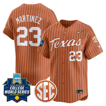 Men's size - Texas Longhorns Softball 2026 World Series (WCWS) Vapor Premier Limited Jersey - All Stitched