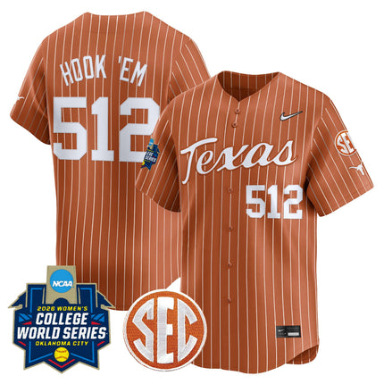 Men's size - Texas Longhorns Softball 2026 World Series (WCWS) Vapor Premier Limited Jersey - All Stitched