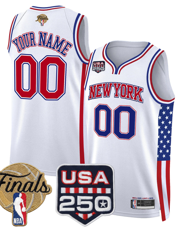 New York Knicks "America 250 Edition" 2026 Finals Patch Custom Swingman Jersey - All Stitched